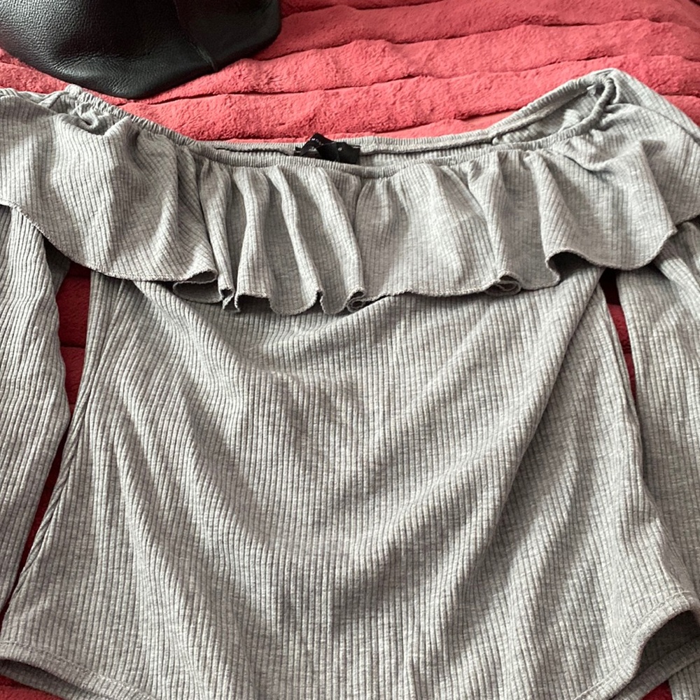 Grey Ruffled Body suit